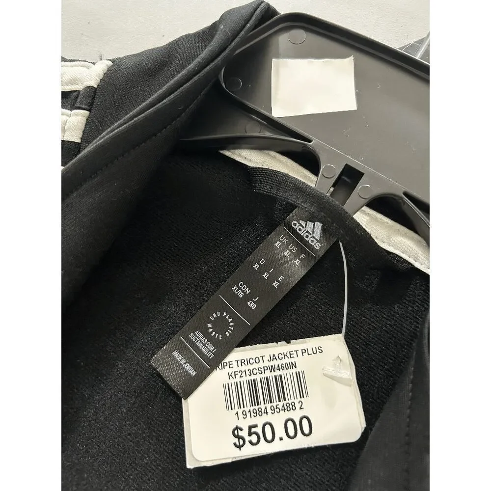 adidas Men's Black Essentials 3 Stripe Tricot Jacket Black XL